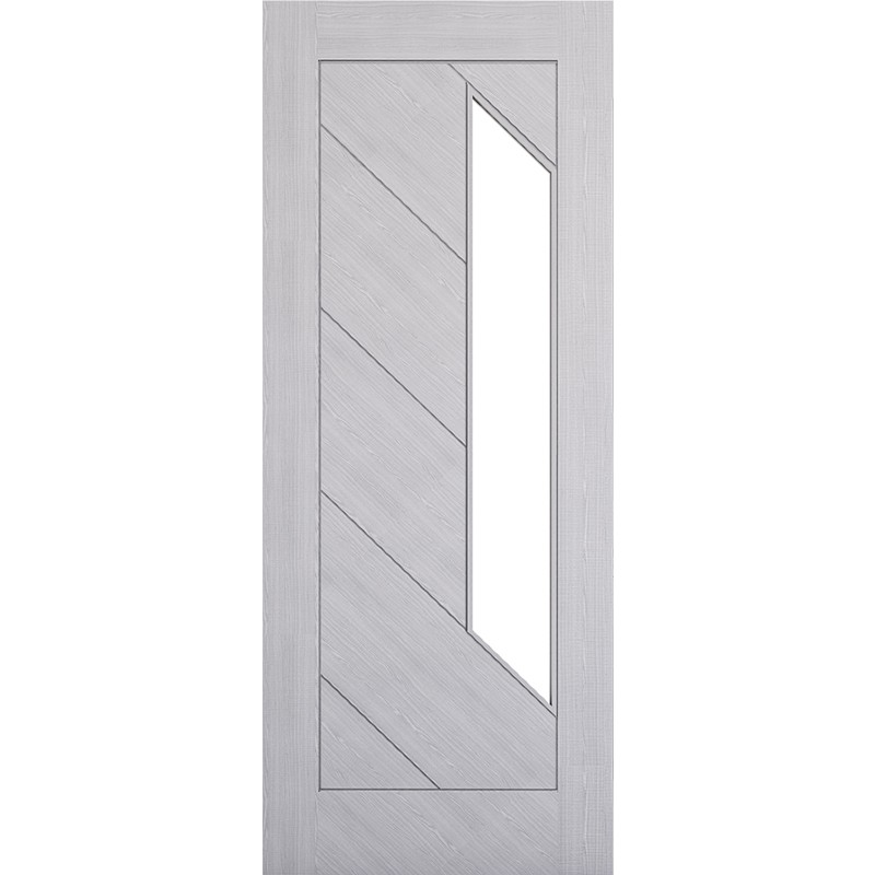 Internal Pre-Finished Light Grey Ash Torino Clear Glazed Door